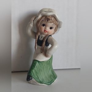 Vintage Ceramic Dancing Leprechaun Pixie Elf Girl